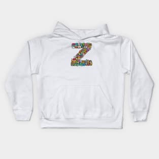 Alphabet Monster Doodle Letter Z Monogram copy Kids Hoodie